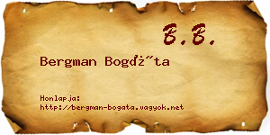 Bergman Bogáta névjegykártya